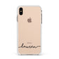 Personalised Black Name Handwriting Clear Custom Apple iPhone Xs Max Impact Case White Edge on Gold Phone