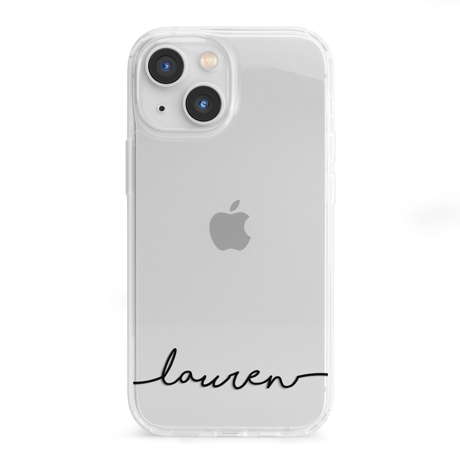 Personalised Black Name Handwriting Clear Custom iPhone 13 Mini Clear Bumper Case
