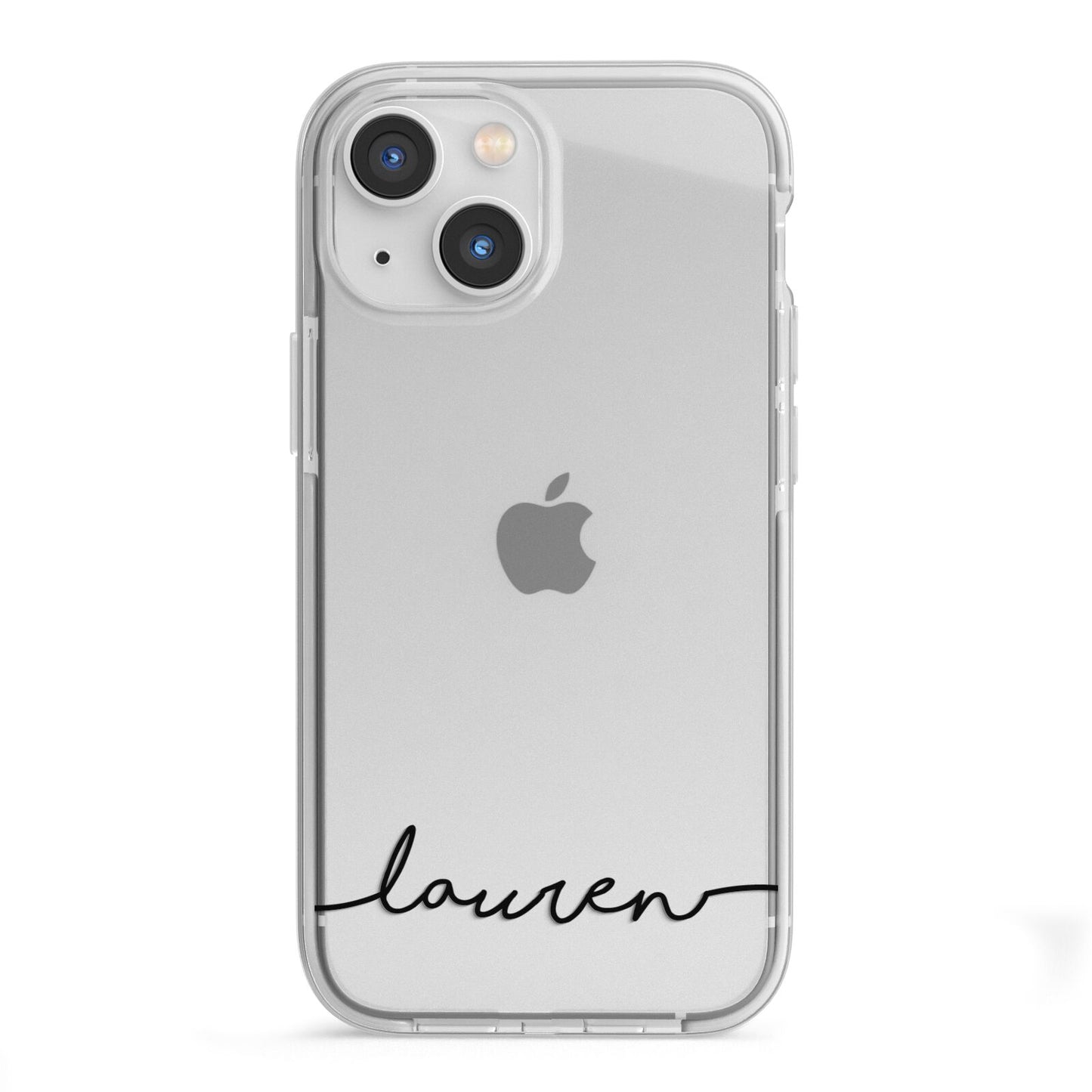 Personalised Black Name Handwriting Clear Custom iPhone 13 Mini TPU Impact Case with White Edges
