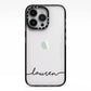 Personalised Black Name Handwriting Clear Custom iPhone 13 Pro Black Impact Case on Silver phone