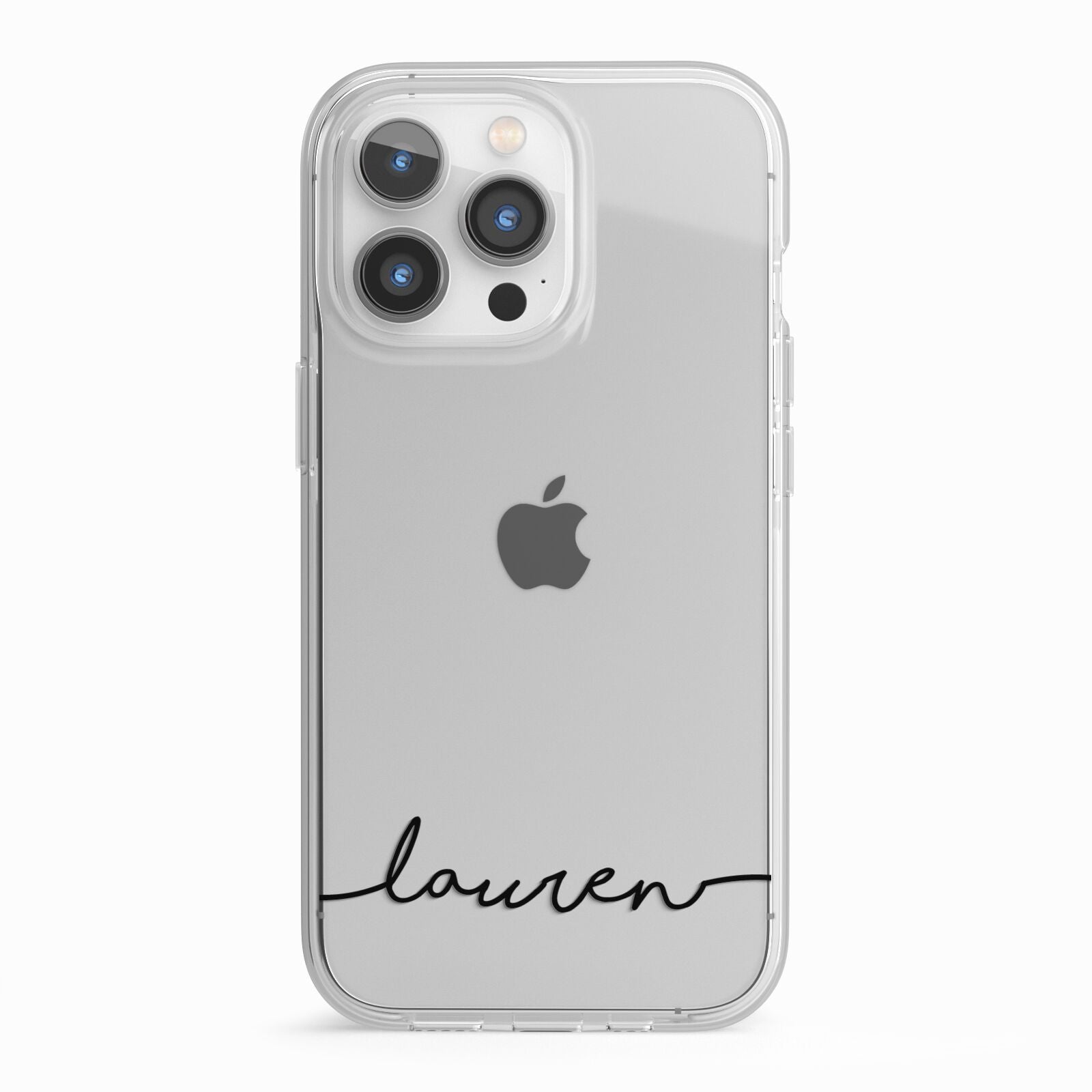 Personalised Black Name Handwriting Clear Custom iPhone 13 Pro TPU Impact Case with White Edges