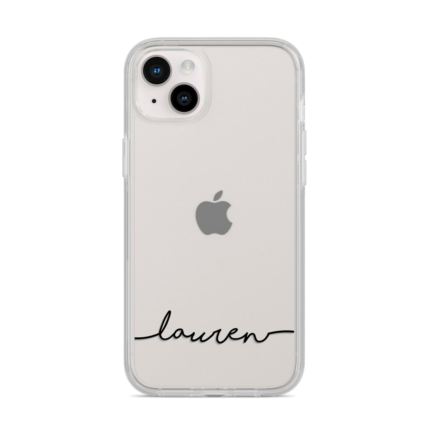 Personalised Black Name Handwriting Clear Custom iPhone 14 Plus Clear Tough Case Starlight