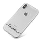 Personalised Black Name Handwriting Clear Custom iPhone X Bumper Case on Silver iPhone