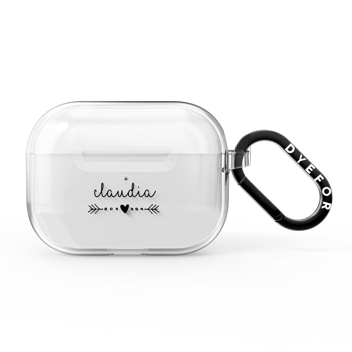 Personalised Black Name Heart Arrow Clear AirPods Pro Clear Case