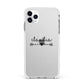 Personalised Black Name Heart Arrow Clear Apple iPhone 11 Pro Max in Silver with White Impact Case
