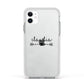 Personalised Black Name Heart Arrow Clear Apple iPhone 11 in White with White Impact Case