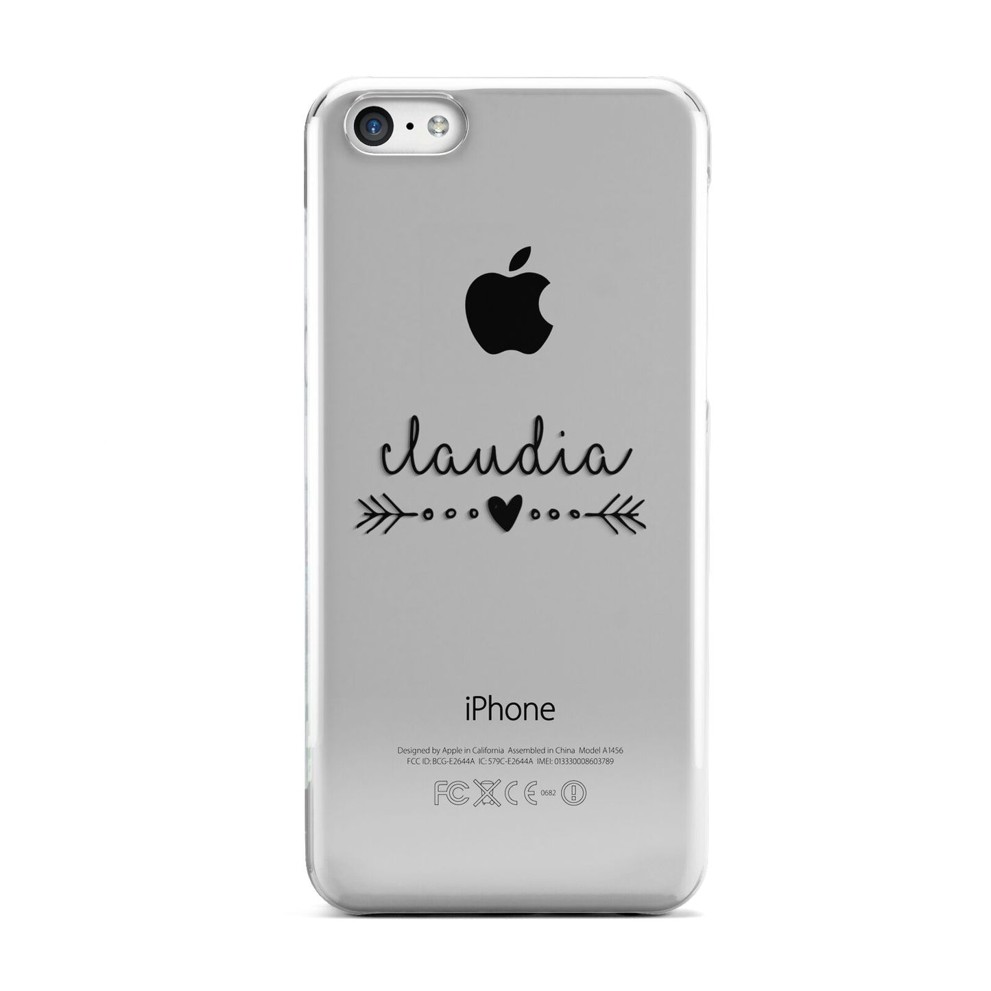Personalised Black Name Heart Arrow Clear Apple iPhone 5c Case