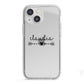 Personalised Black Name Heart Arrow Clear iPhone 13 Mini TPU Impact Case with White Edges