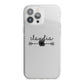 Personalised Black Name Heart Arrow Clear iPhone 13 Pro Max TPU Impact Case with White Edges