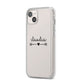 Personalised Black Name Heart Arrow Clear iPhone 14 Plus Clear Tough Case Starlight Angled Image