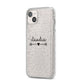 Personalised Black Name Heart Arrow Clear iPhone 14 Plus Glitter Tough Case Starlight Angled Image