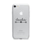 Personalised Black Name Heart Arrow Clear iPhone 7 Bumper Case on Silver iPhone