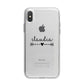 Personalised Black Name Heart Arrow Clear iPhone X Bumper Case on Silver iPhone Alternative Image 1