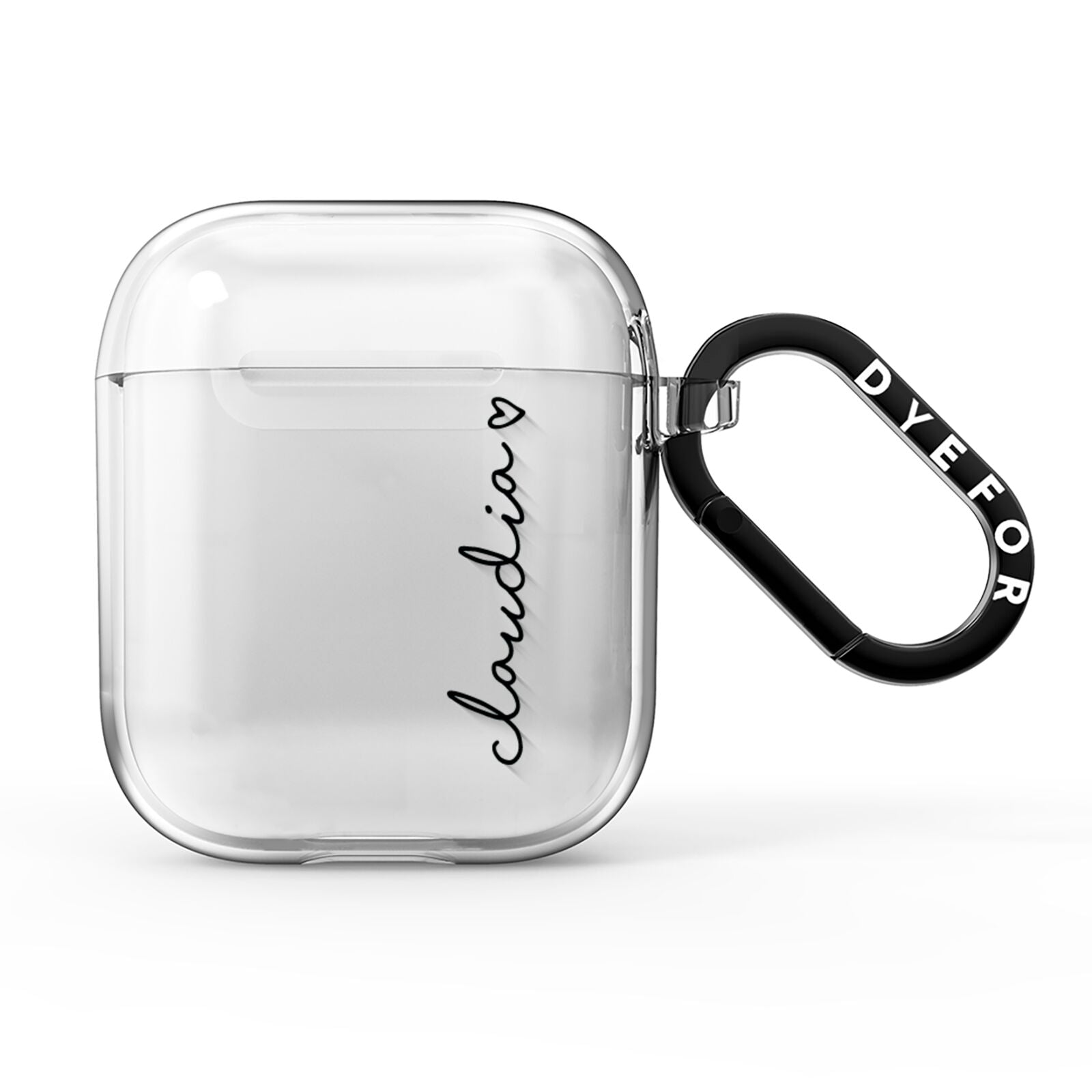 Personalised Black Name Heart Handwriting AirPods Clear Case