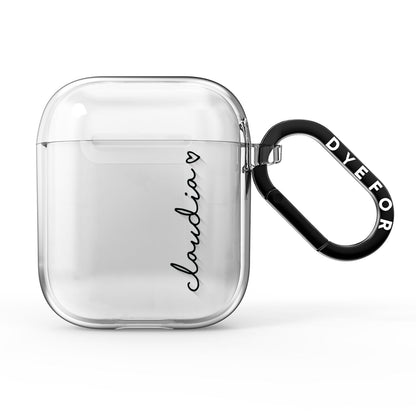 Personalised Black Name Heart Handwriting AirPods Clear Case