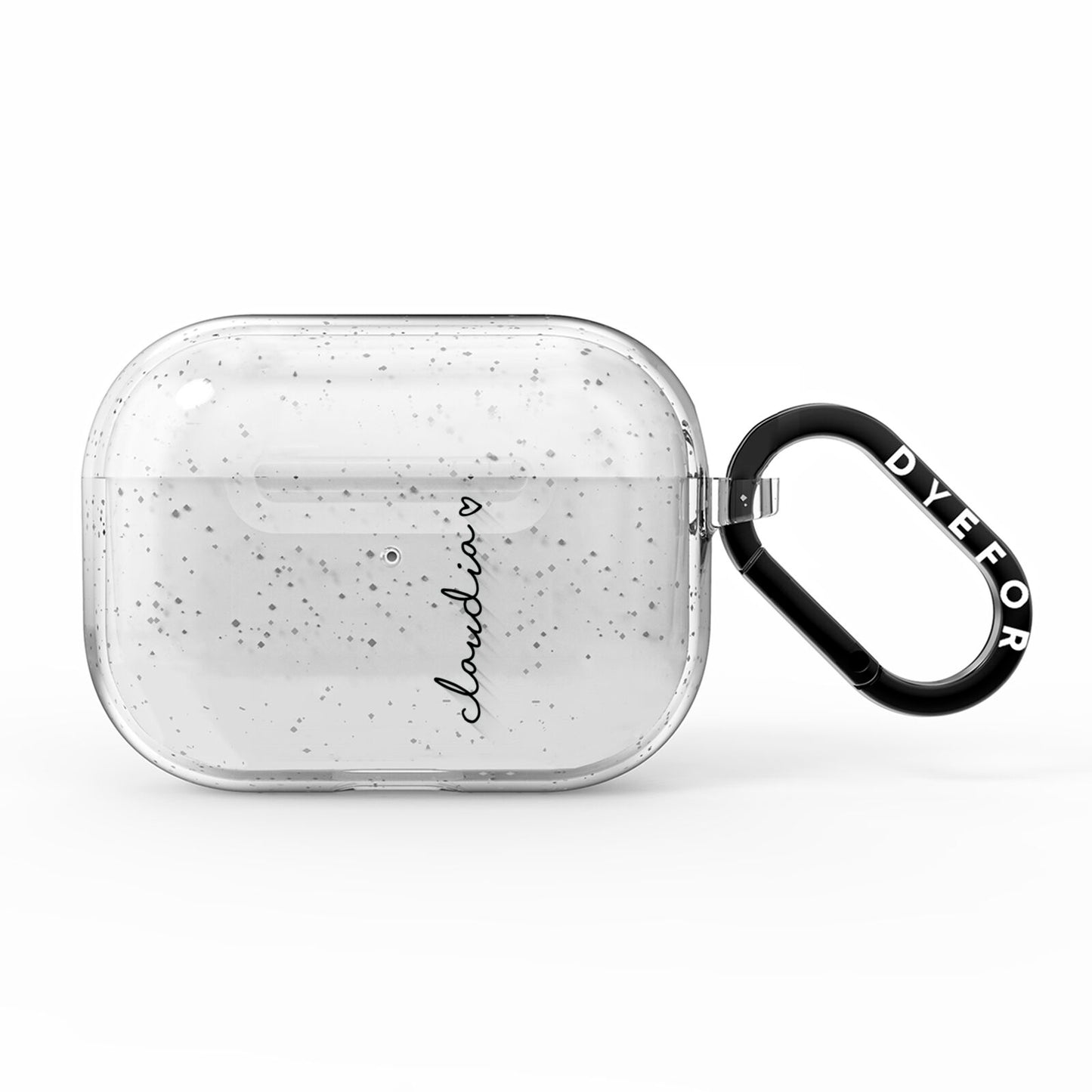 Personalised Black Name Heart Handwriting AirPods Pro Glitter Case