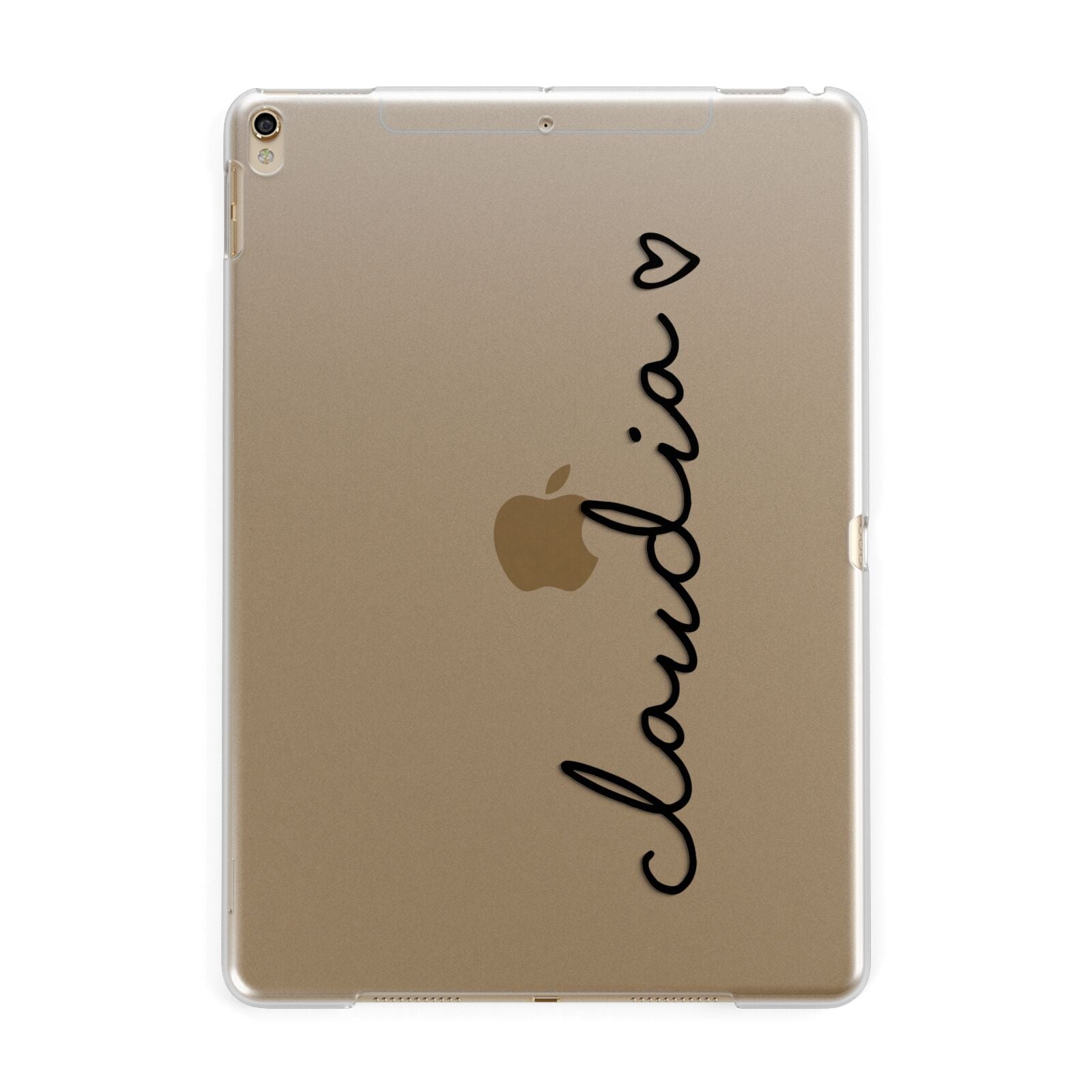 Personalised Black Name Heart Handwriting Apple iPad Gold Case