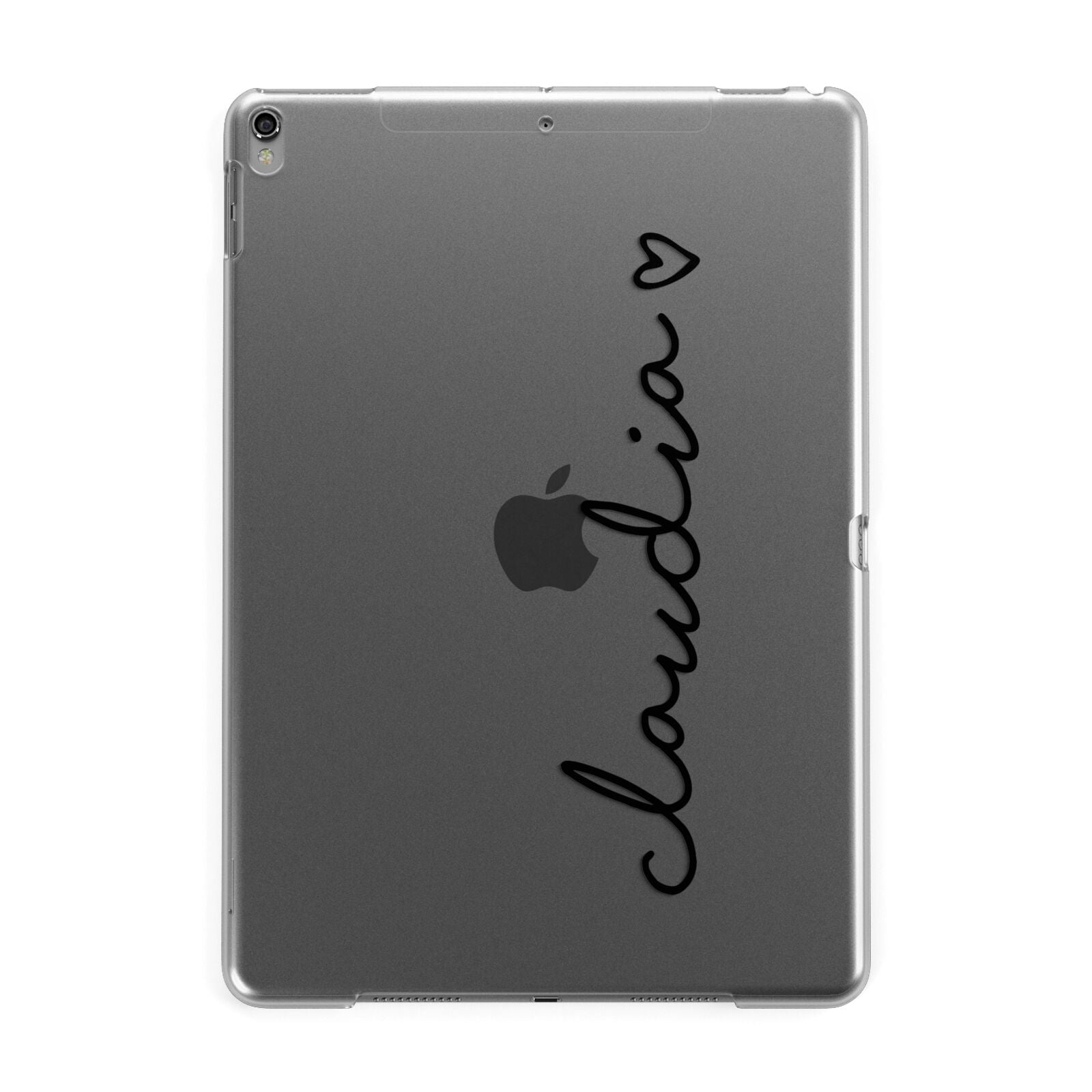 Personalised Black Name Heart Handwriting Apple iPad Grey Case