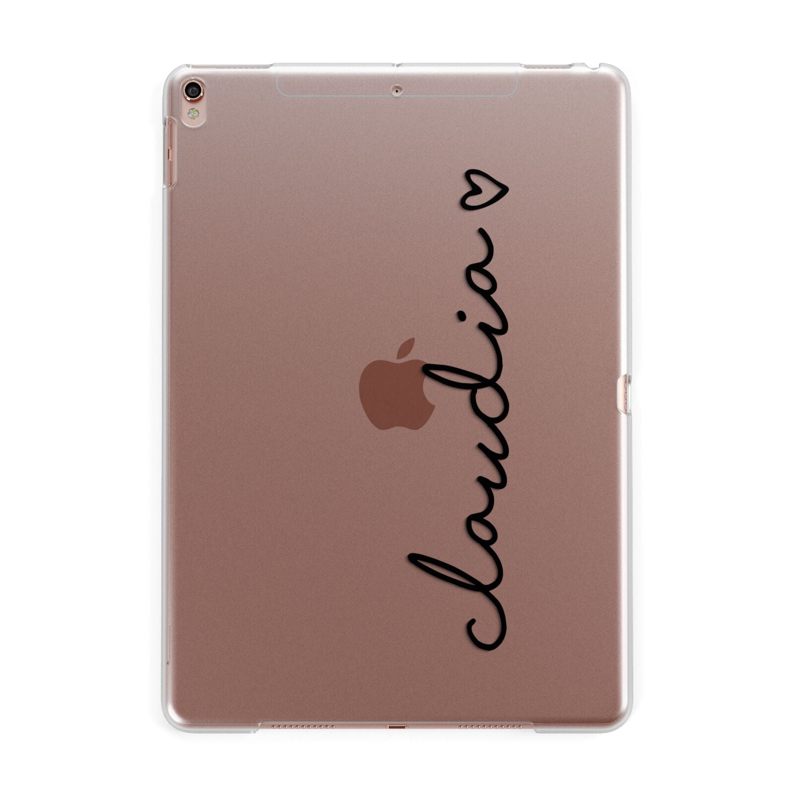 Personalised Black Name Heart Handwriting Apple iPad Rose Gold Case