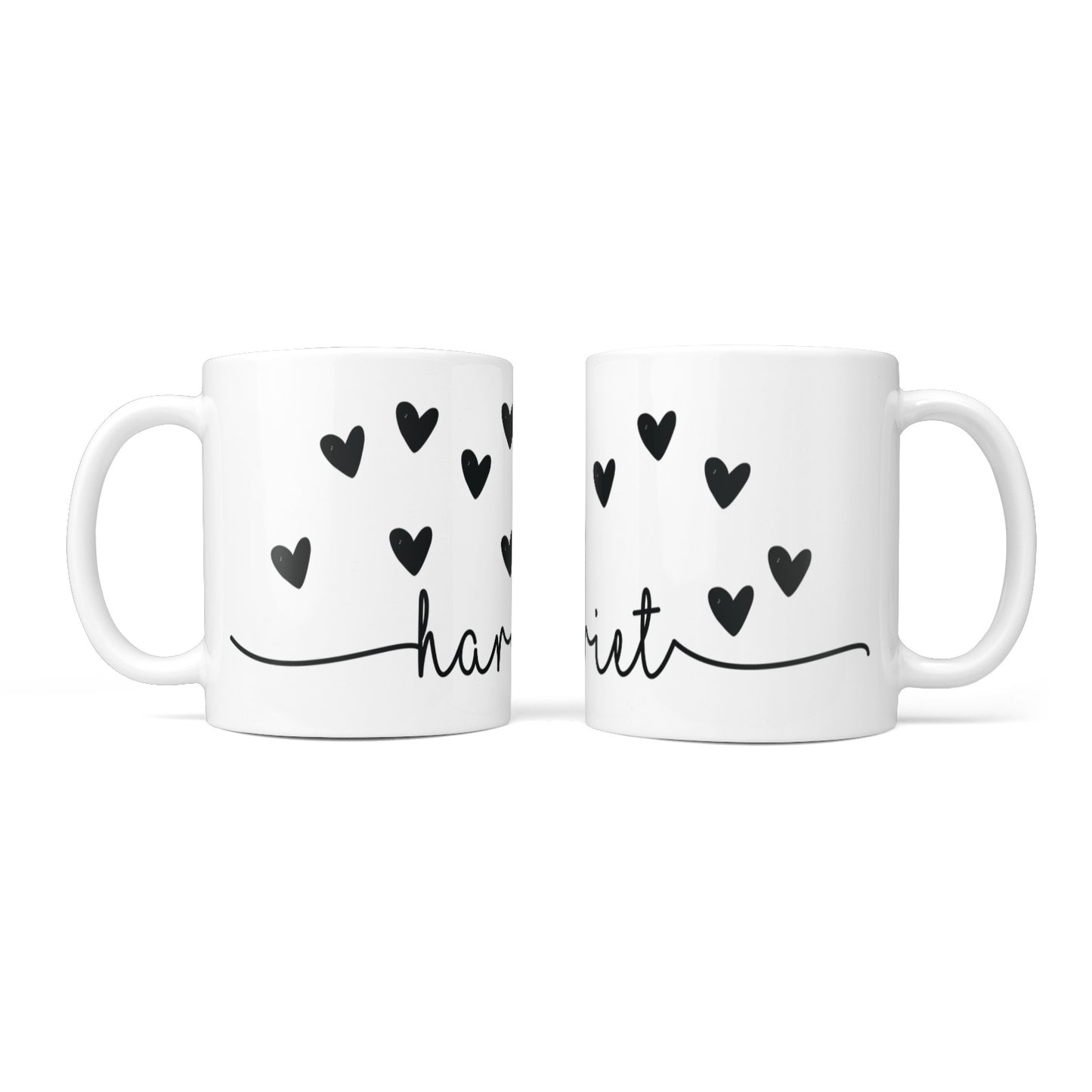 Personalised Black Name Love Hearts Clear 10oz Mug Alternative Image 3