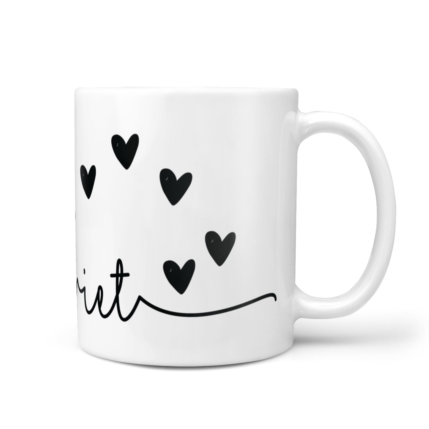 Personalised Black Name Love Hearts Clear 10oz Mug