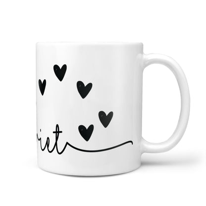 Personalised Black Name Love Hearts Clear 10oz Mug