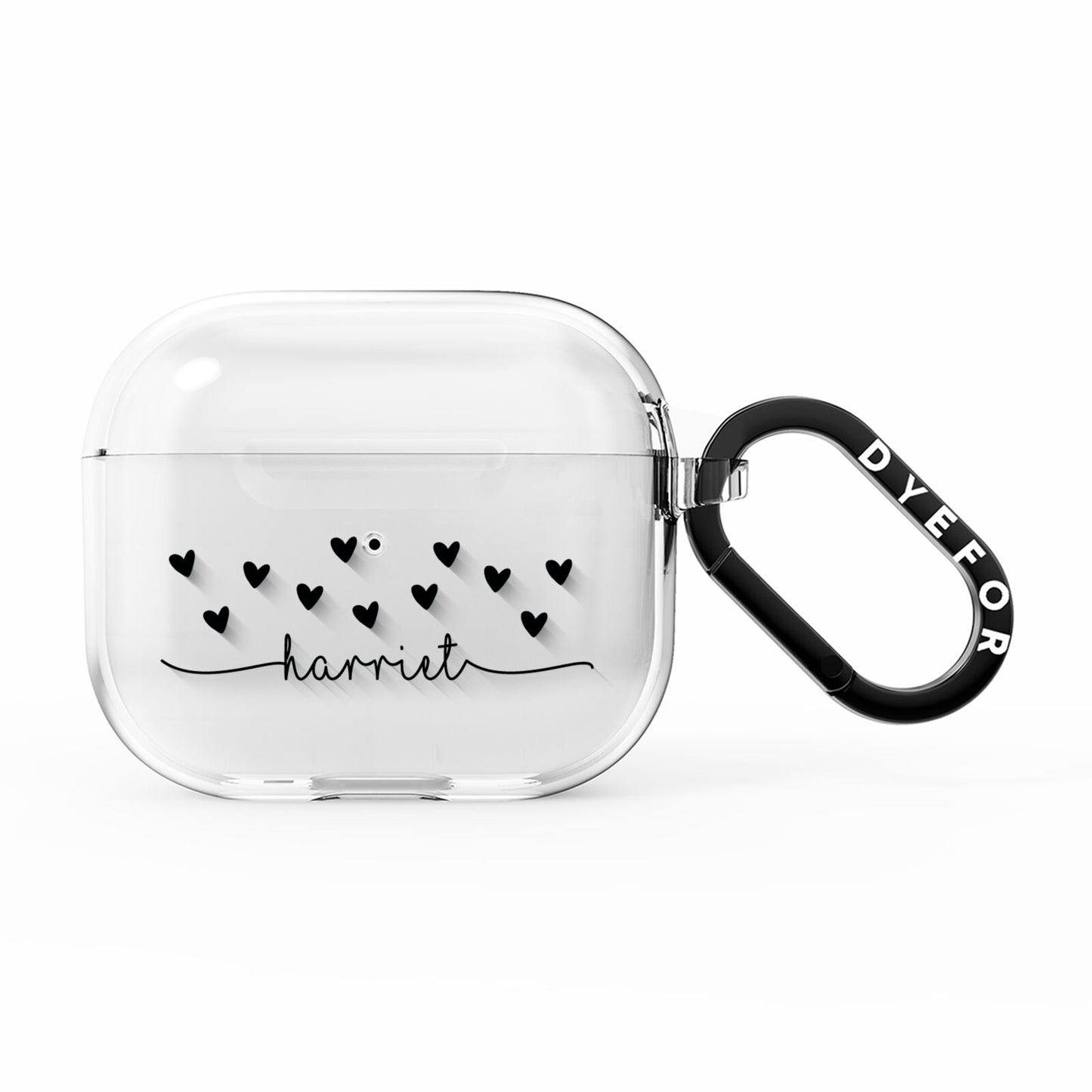 Personalised Black Name Love Hearts Clear AirPods Clear Case 3rd Gen