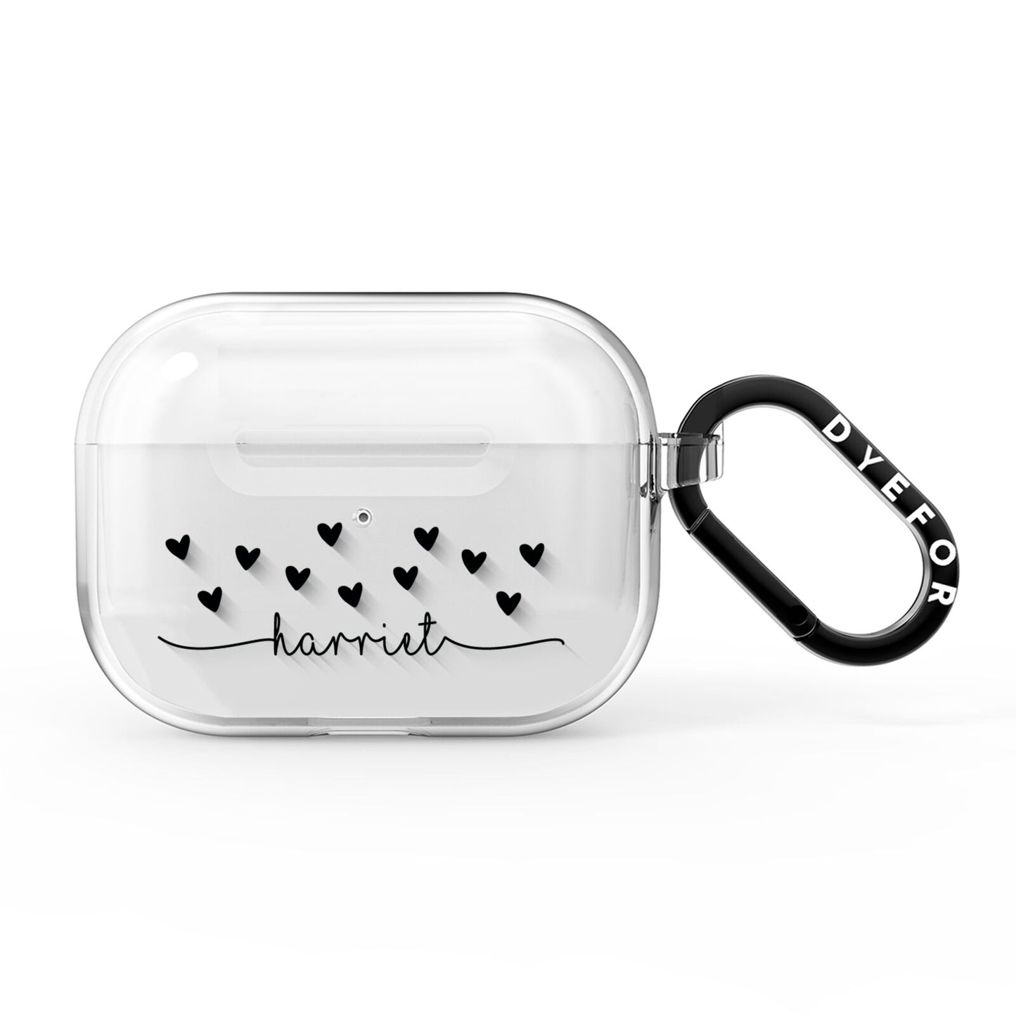 Personalised Black Name Love Hearts Clear AirPods Pro Clear Case