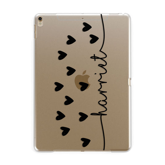 Personalised Black Name Love Hearts Clear Apple iPad Gold Case