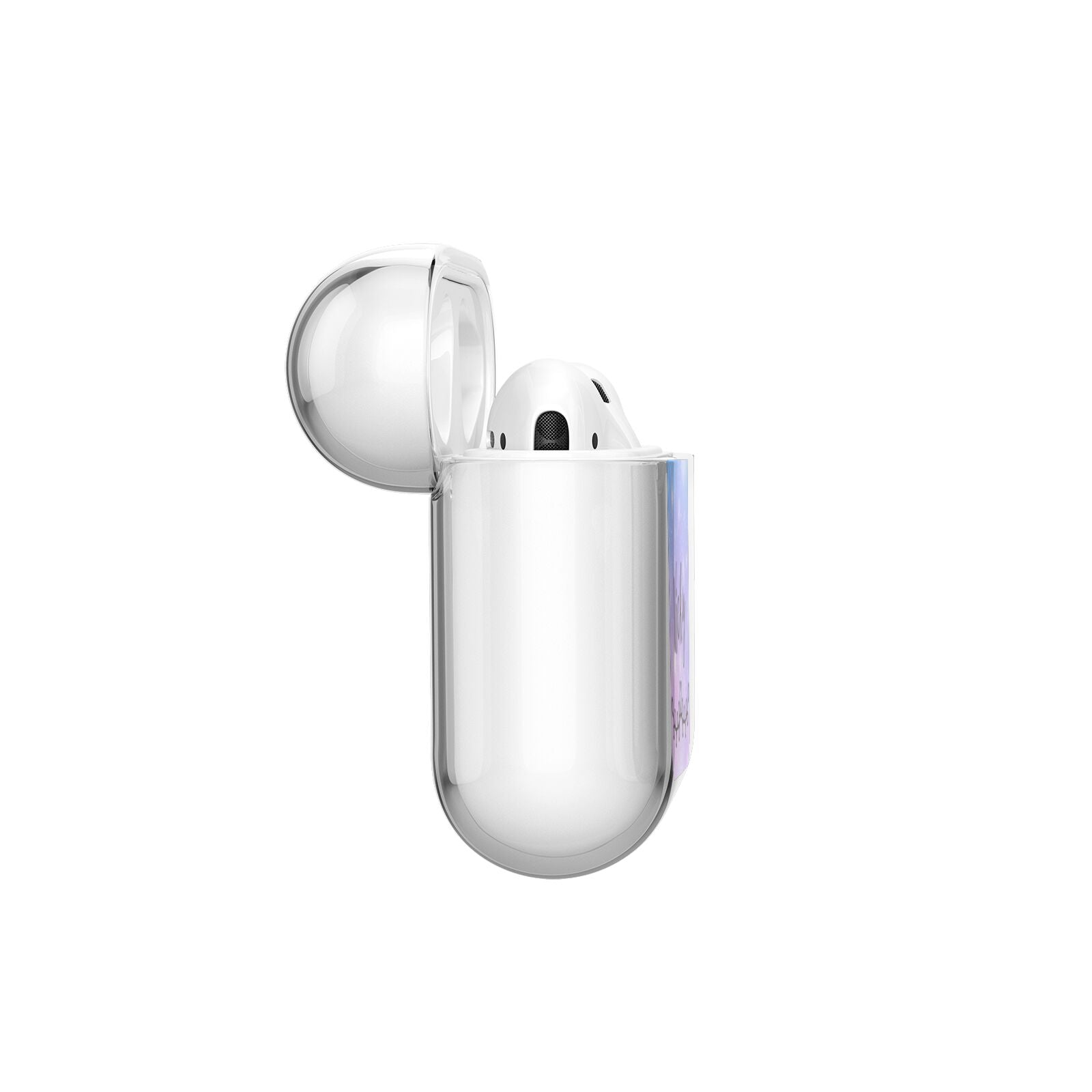 Personalised Black Name Purple Unicorn Marble AirPods Case Side Angle