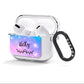 Personalised Black Name Purple Unicorn Marble AirPods Clear Case 3rd Gen Side Image