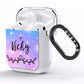 Personalised Black Name Purple Unicorn Marble AirPods Clear Case Side Image