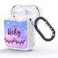 Personalised Black Name Purple Unicorn Marble AirPods Glitter Case Side Image