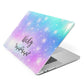Personalised Black Name Purple Unicorn Marble Apple MacBook Case Side View