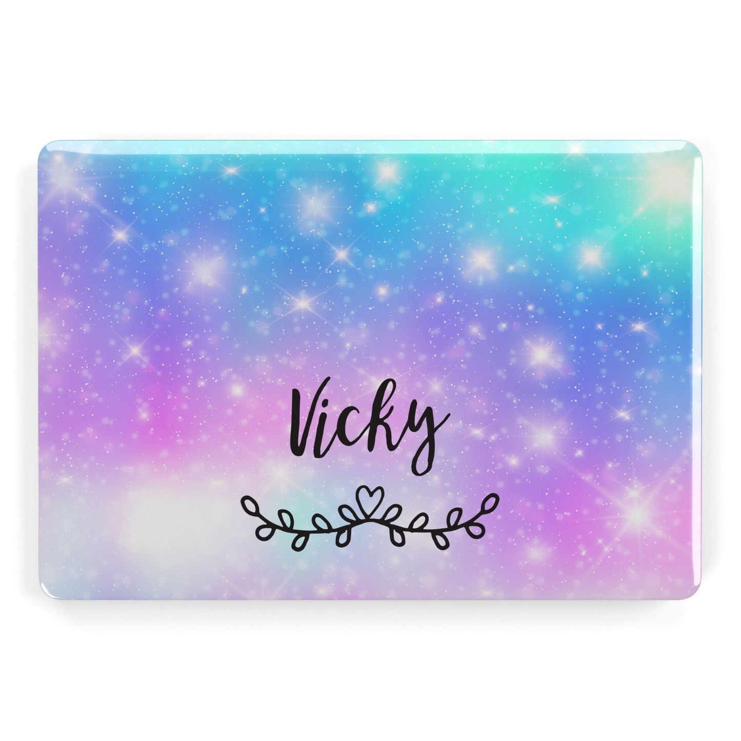 Personalised Black Name Purple Unicorn Marble Apple MacBook Case