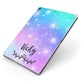 Personalised Black Name Purple Unicorn Marble Apple iPad Case on Grey iPad Side View