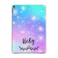 Personalised Black Name Purple Unicorn Marble Apple iPad Grey Case