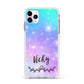 Personalised Black Name Purple Unicorn Marble Apple iPhone 11 Pro Max in Silver with White Impact Case