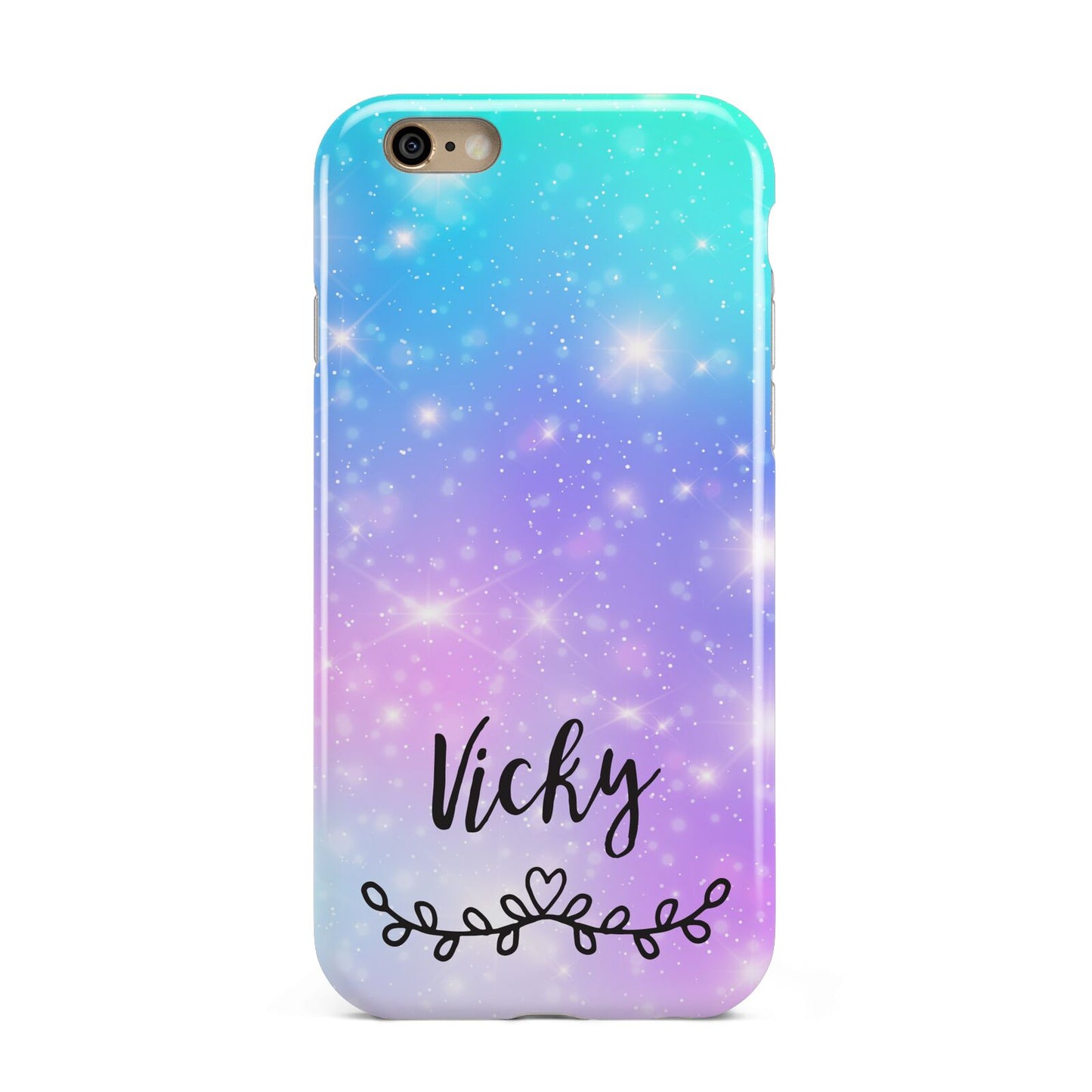 Personalised Black Name Purple Unicorn Marble Apple iPhone 6 3D Tough Case