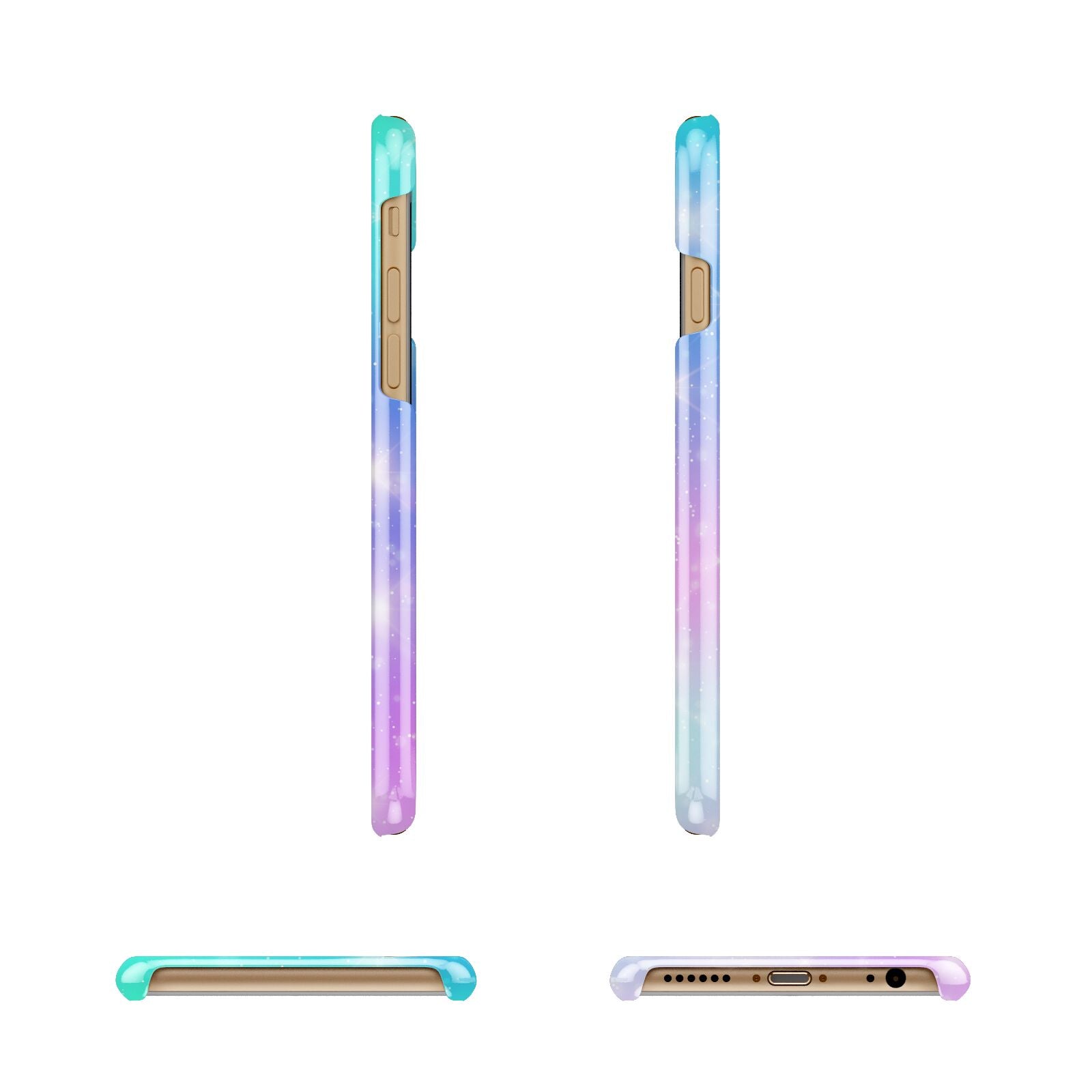 Personalised Black Name Purple Unicorn Marble Apple iPhone 6 3D Wrap Snap Case Angled Images