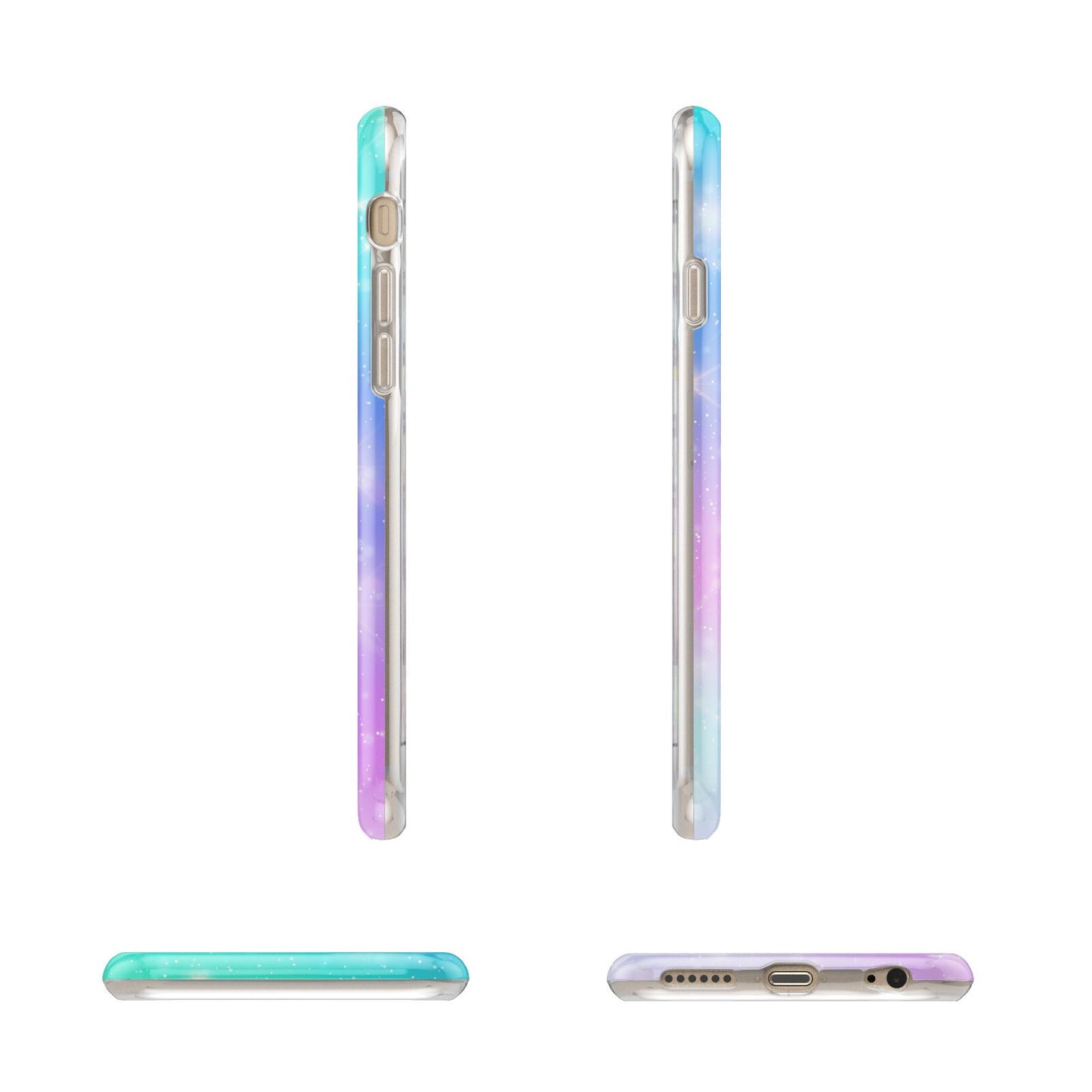 Personalised Black Name Purple Unicorn Marble Apple iPhone 6 3D Wrap Tough Case Alternative Image Angles