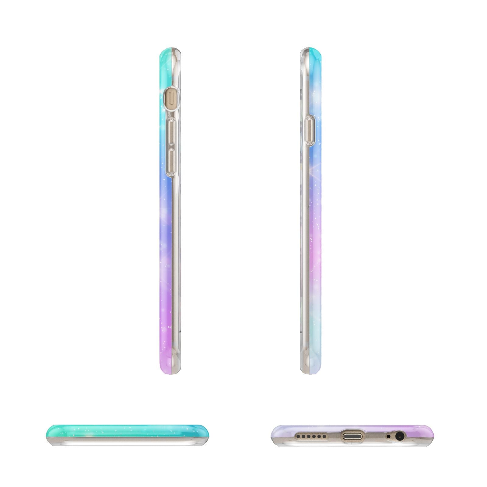 Personalised Black Name Purple Unicorn Marble Apple iPhone 6 3D Wrap Tough Case Alternative Image Angles