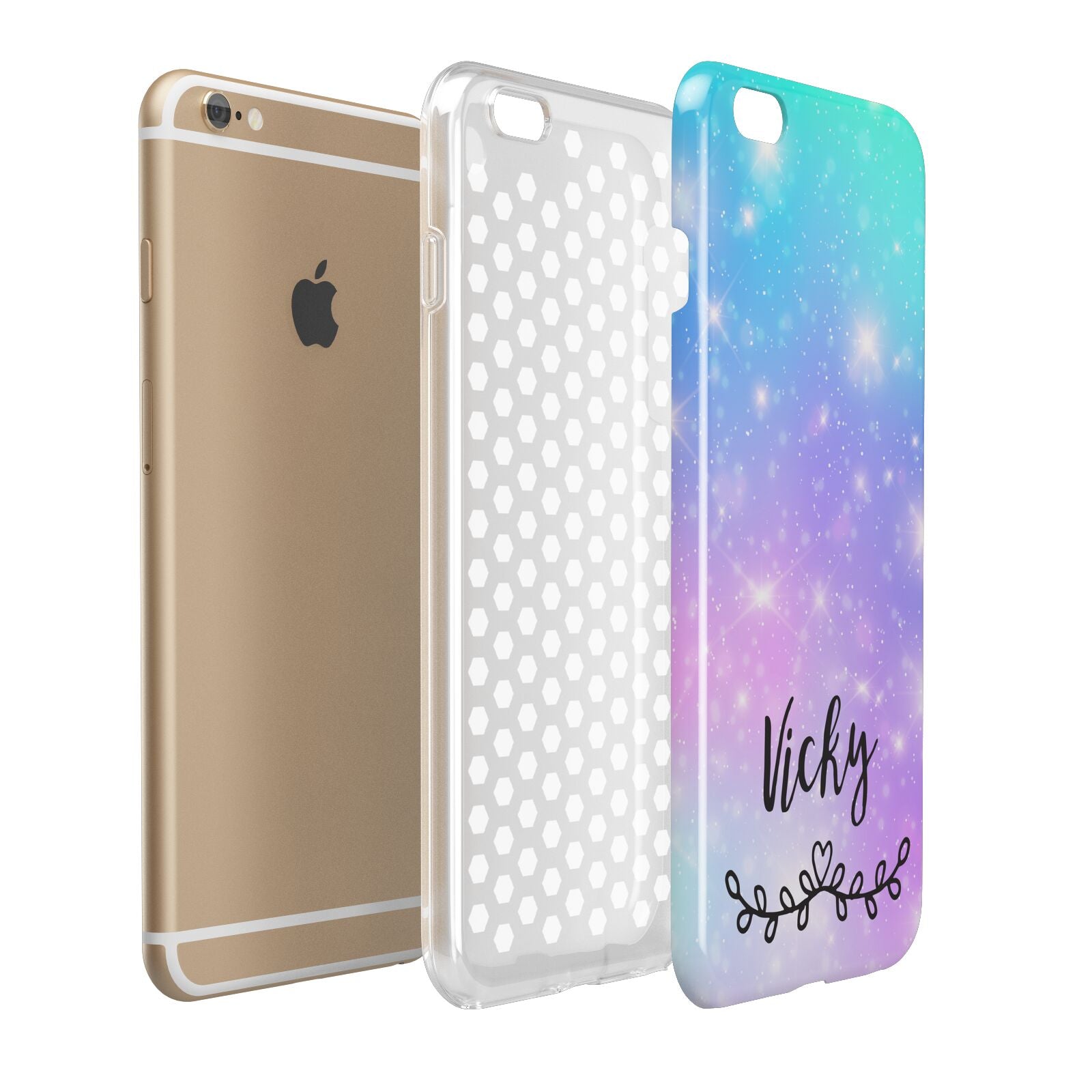 Personalised Black Name Purple Unicorn Marble Apple iPhone 6 Plus 3D Tough Case Expand Detail Image