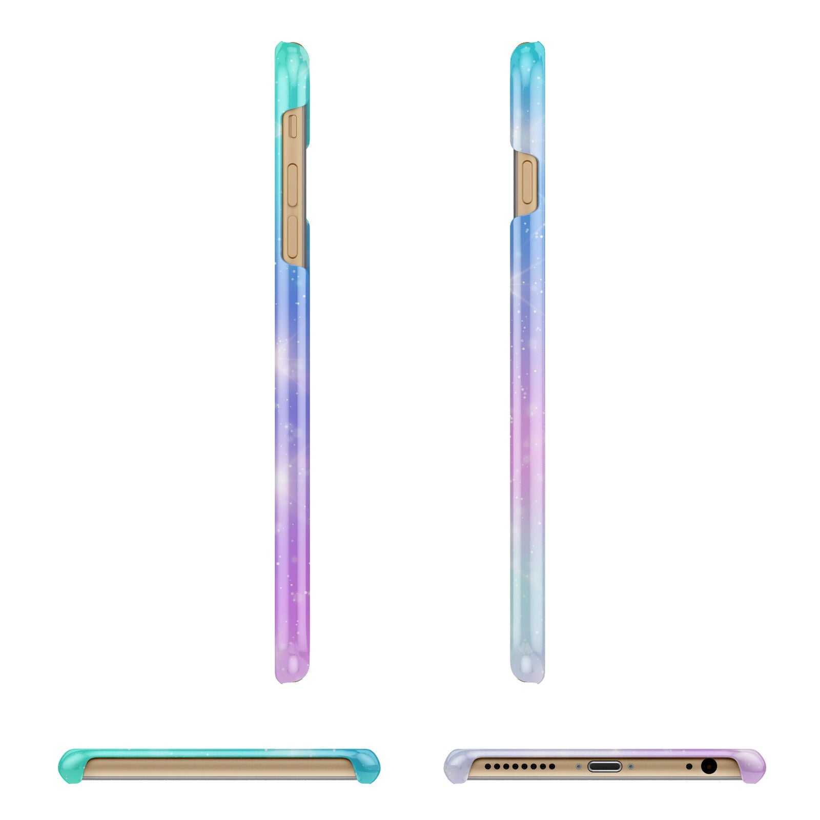 Personalised Black Name Purple Unicorn Marble Apple iPhone 6 Plus 3D Wrap Snap Case Angled Images