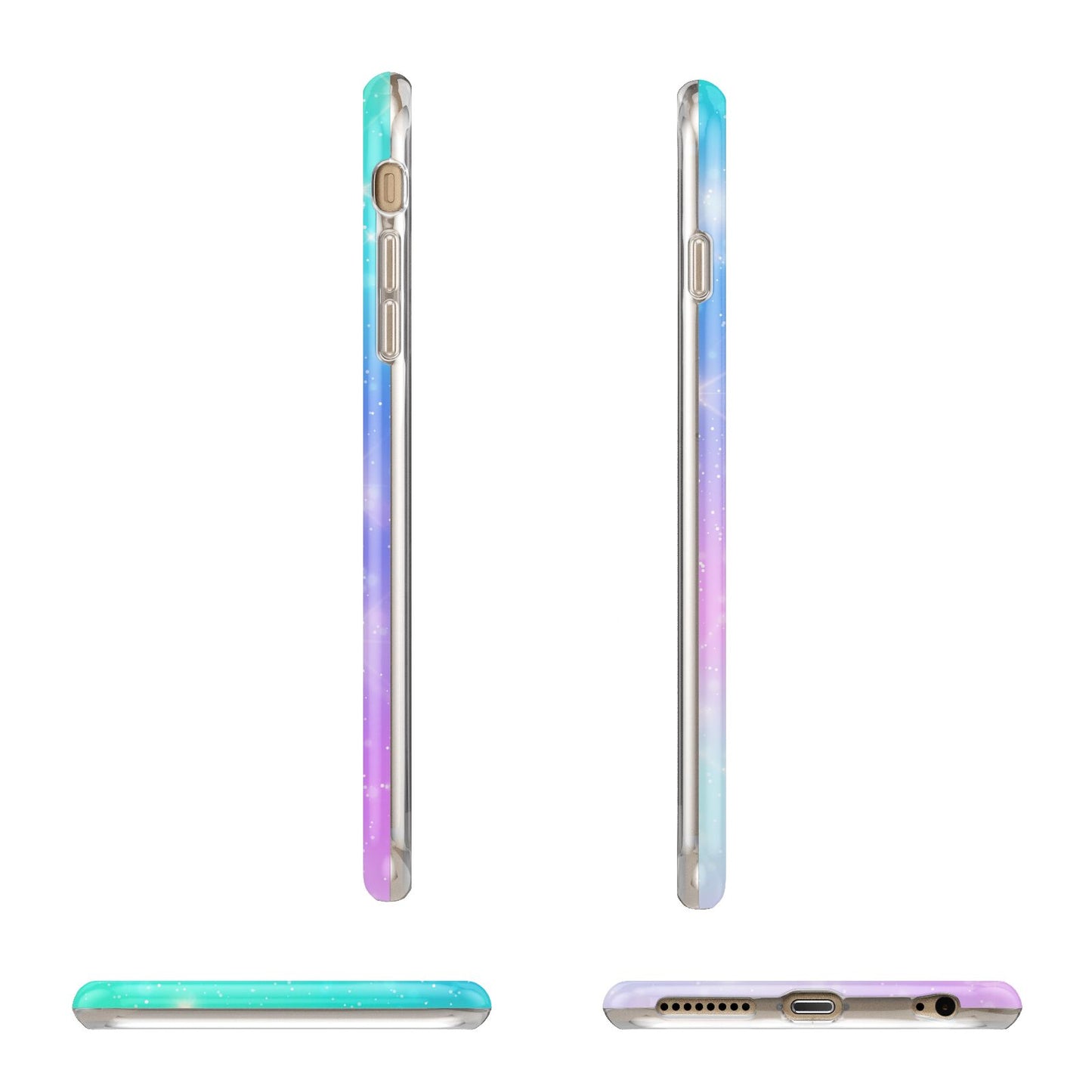 Personalised Black Name Purple Unicorn Marble Apple iPhone 6 Plus 3D Wrap Tough Case Alternative Image Angles