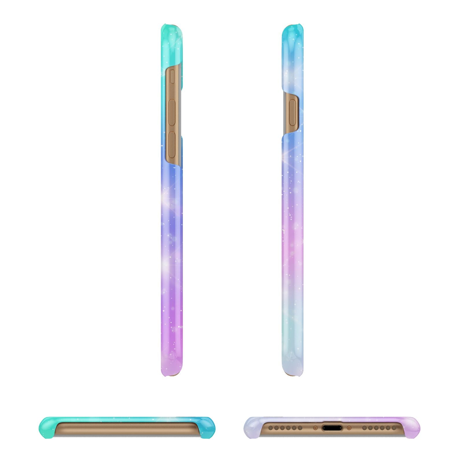 Personalised Black Name Purple Unicorn Marble Apple iPhone 7 8 3D Wrap Snap Case Angled Images