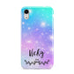 Personalised Black Name Purple Unicorn Marble Apple iPhone XR White 3D Tough Case