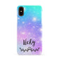Personalised Black Name Purple Unicorn Marble Apple iPhone XS 3D Snap Case