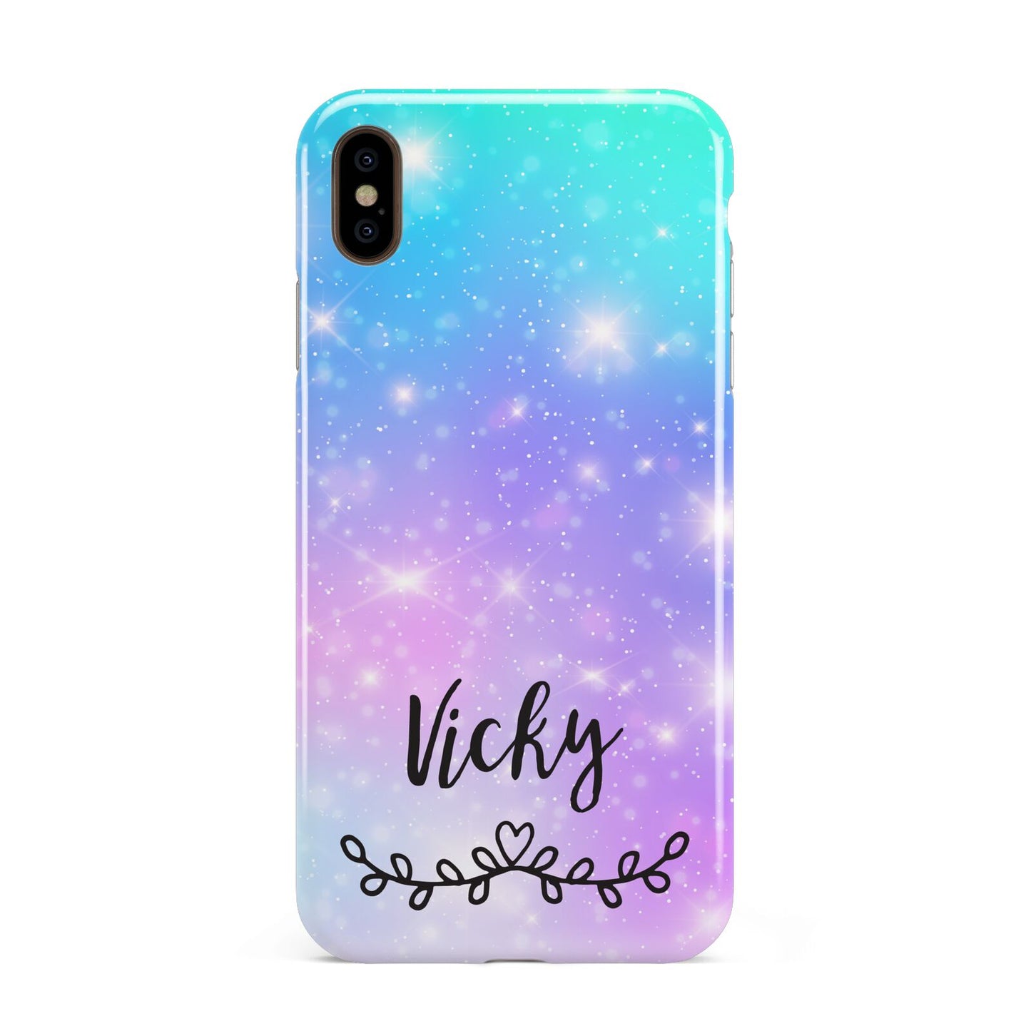 Personalised Black Name Purple Unicorn Marble Apple iPhone Xs Max 3D Tough Case