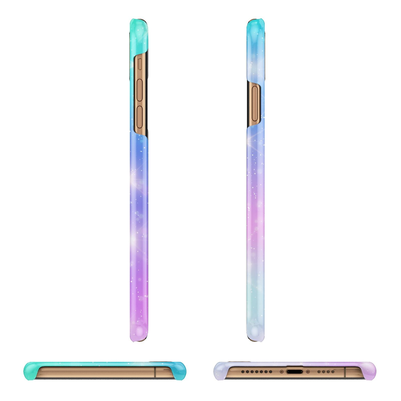 Personalised Black Name Purple Unicorn Marble Apple iPhone Xs Max 3D Wrap Snap Case Angled Images